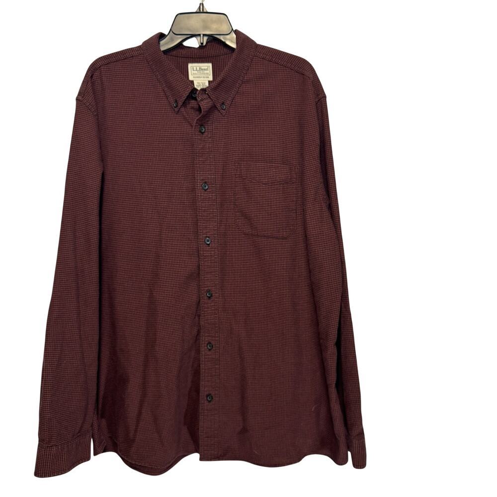 L.L. Bean Men's red & black houndstooth pattern classic button-down shirt -‎ XXL